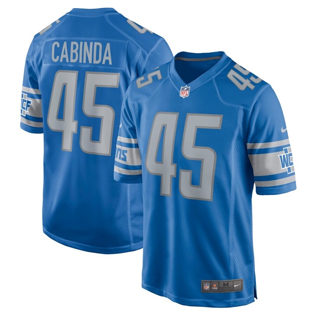 mens nike jason cabinda blue detroit lions game player jersey